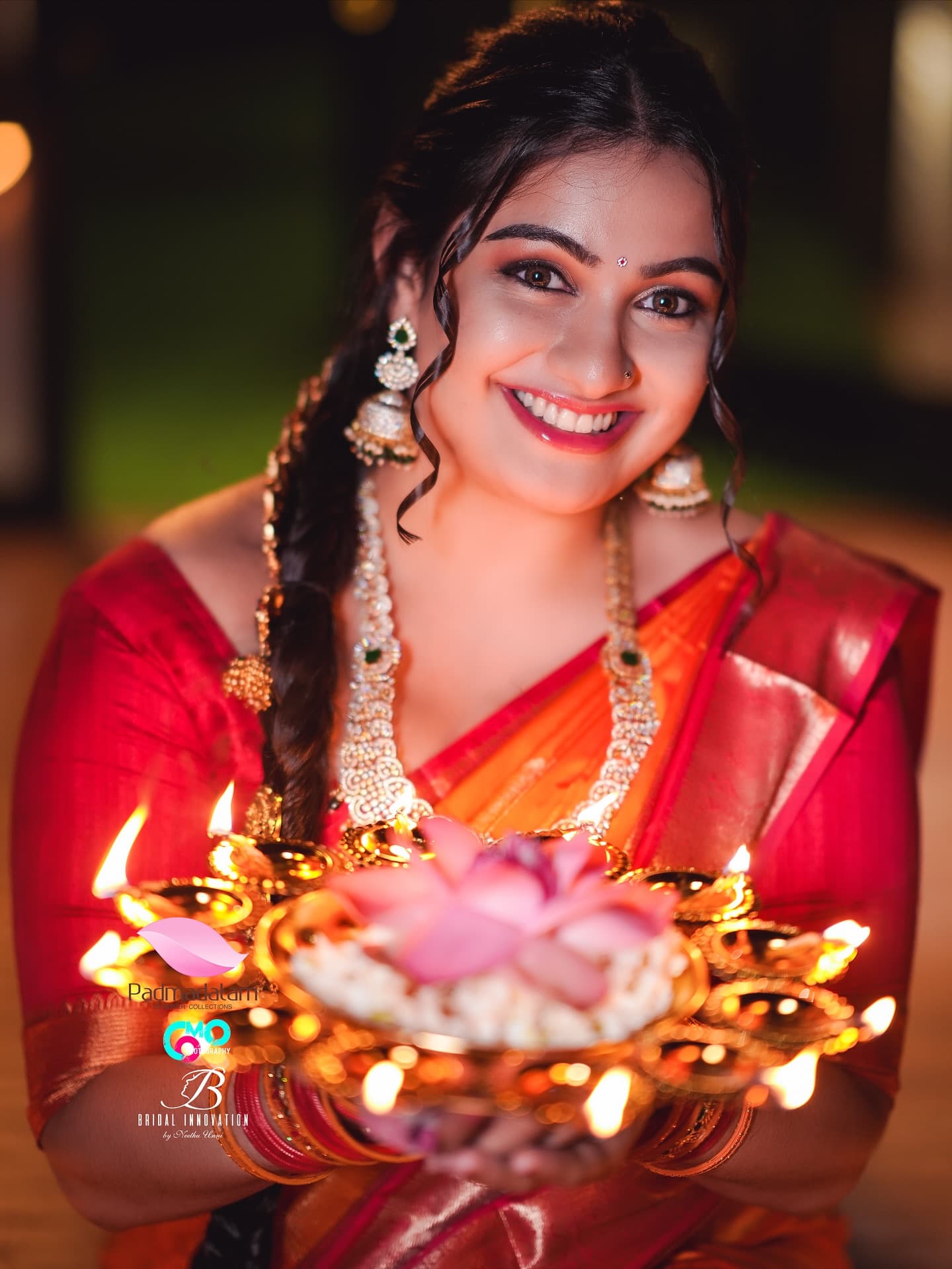 Bridal Innovation portfolio look 13, showing Kerala bridal makeup, hair styling, saree, jewellery, or ceremony details.